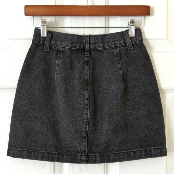 Topshop Moto Classic High Waisted Zip Up Front A-line Denim Mini Skirt Black 2 - Picture 8 of 9